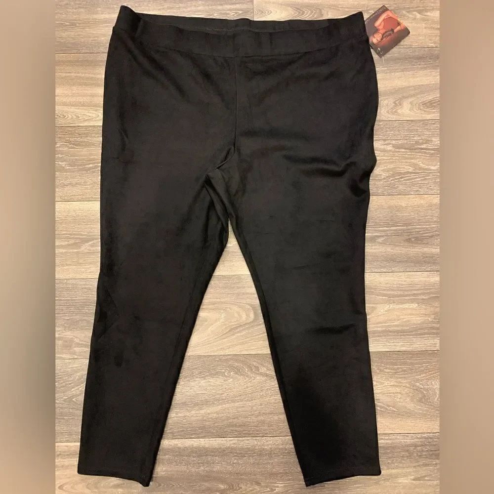 Iman Faux Suede Moleskin NWT Black Pant Leggings Size 2X